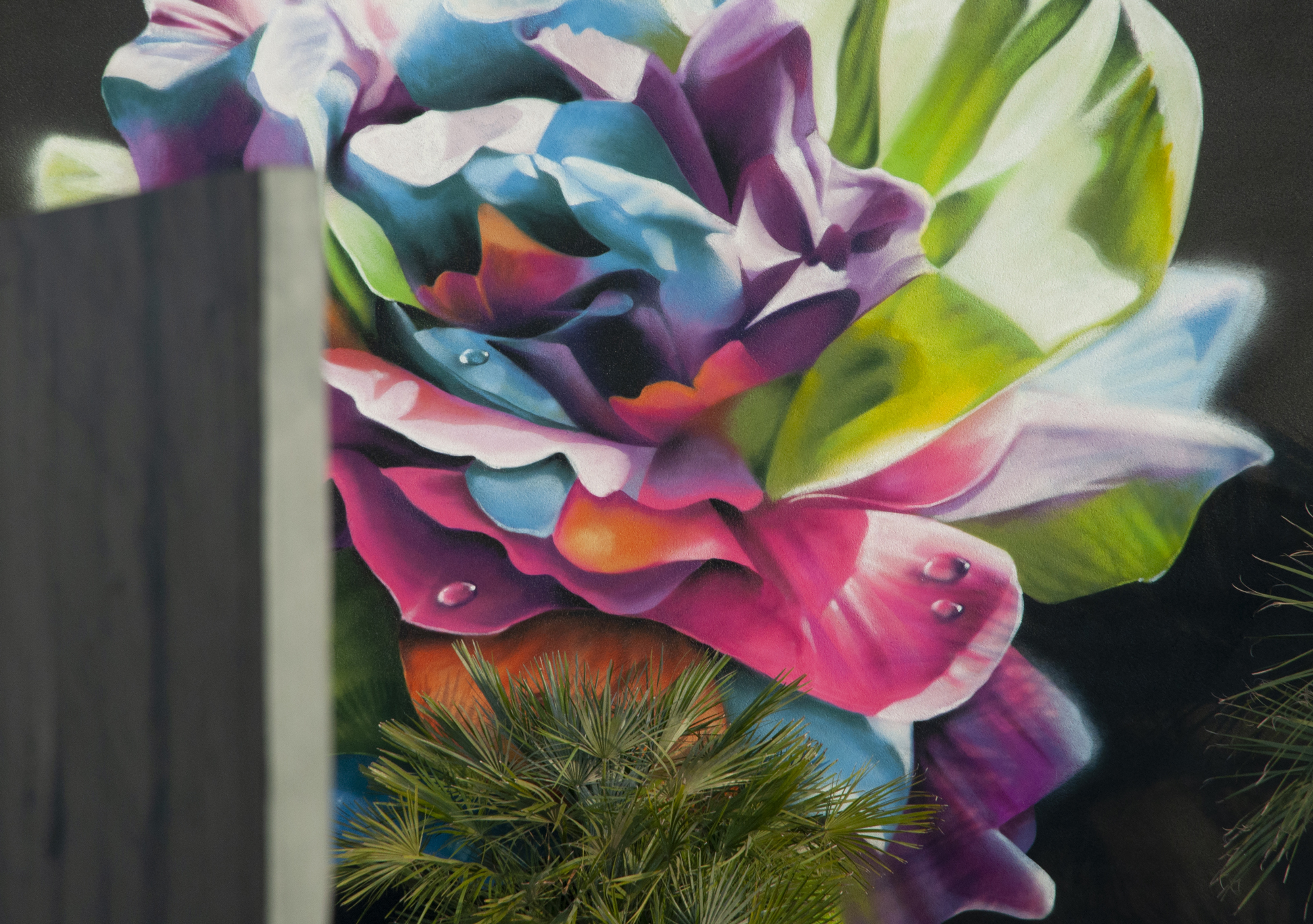 Peinture florale decoration fleur realisme couleur graffiti ametist